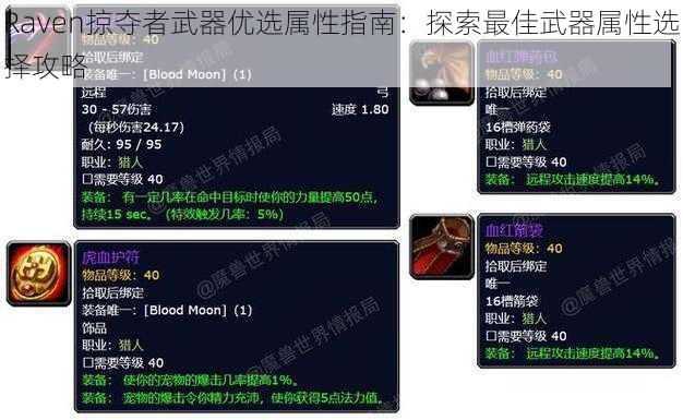 Raven掠夺者武器优选属性指南：探索最佳武器属性选择攻略